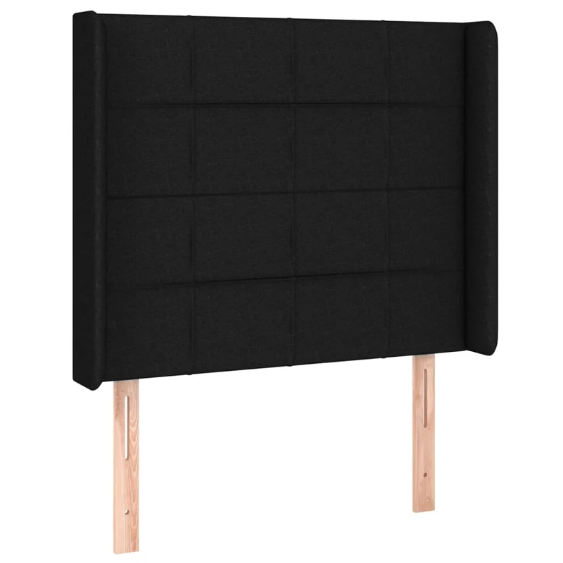 Tête de lit accessoire couchage chambre à coucher meuble avec rebord latéral 83 x 16 x 118/128 cm tissu noir TDL0204461
