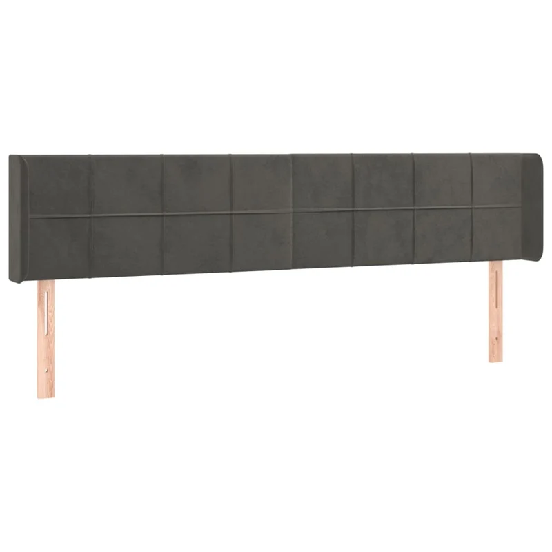 Tête de lit accessoire couchage chambre à coucher meuble à LED 163 x 16 x 78/88 cm tissu velours gris foncé TDL0201104