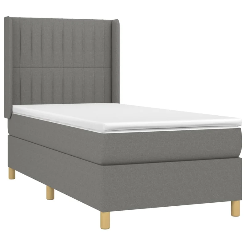 Cadre de lit LED avec sommier tête de lit matelas 100x200 cm tissu gris foncé TDL0208444