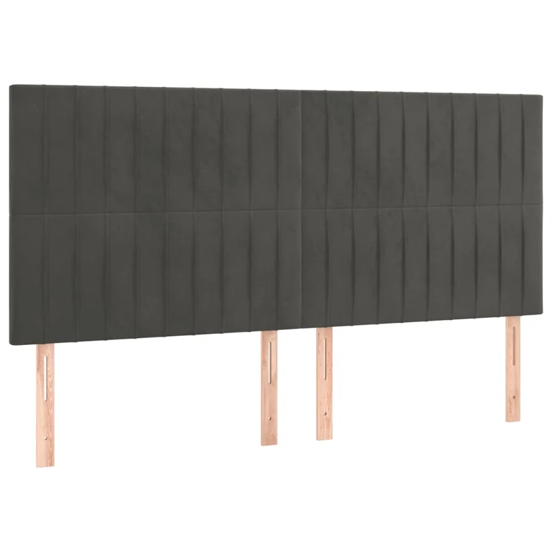Tête de lit accessoire couchage chambre à coucher meuble 4 parties 100 x 5 x 78/88 cm tissu velours gris foncé TDL0206016