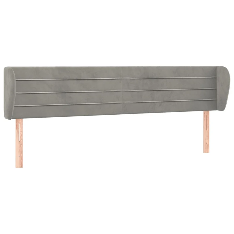 Tête de lit accessoire couchage chambre à coucher meuble avec rebord latéral 183 x 23 x 78/88 cm tissu velours gris clair TDL0205195