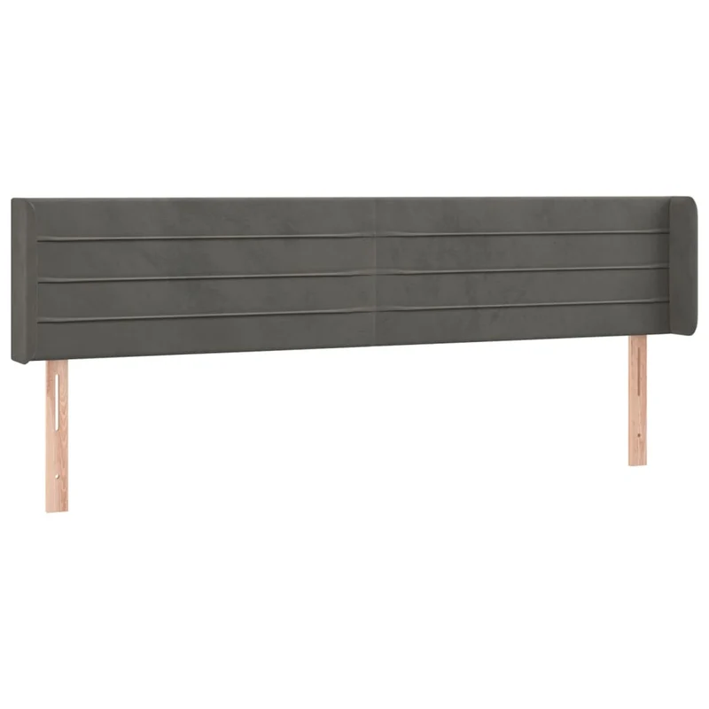 Tête de lit accessoire couchage chambre à coucher meuble à LED 183 x 16 x 78/88 cm tissu velours gris foncé TDL0201091