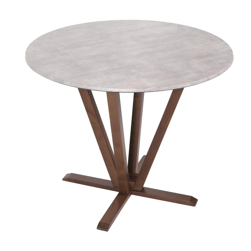 Table bistro table à manger en bois diamètre 92 cm HDF aspect béton structure marron 04_0008483