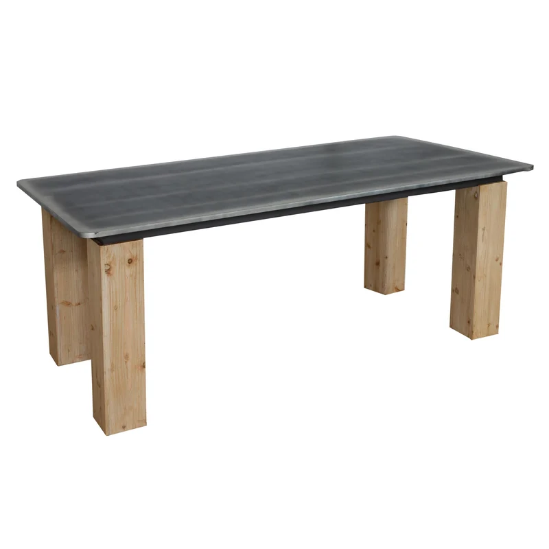Table à manger design industriel en bois 200 x 100 cm naturel avec aspect métal 04_0008565