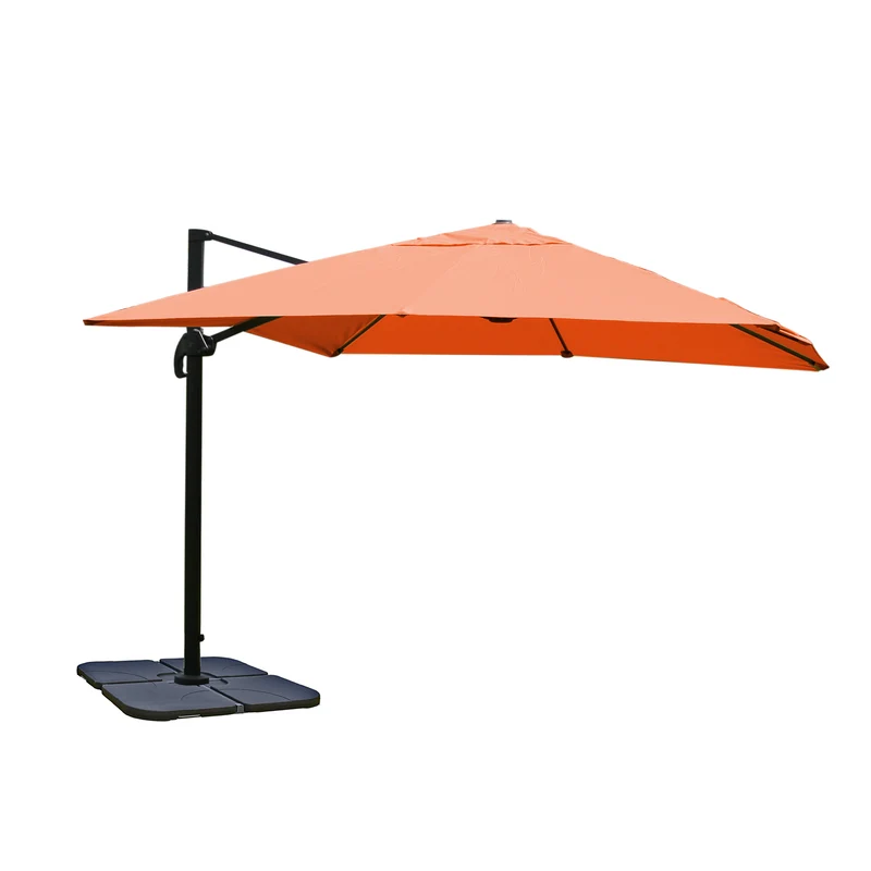 Parasol déporté avec pied en croix 3 x 3m polyester couleur terre cuite aluminium 23kg avec pieds 04_0007922