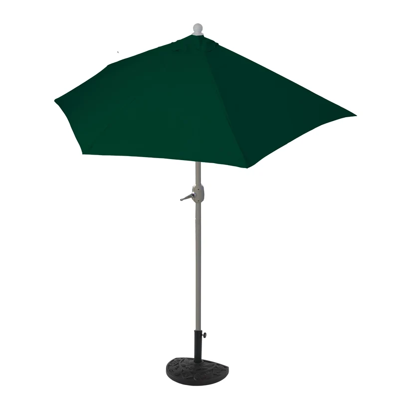Parasol demi-rond pour balcon uv 50+ polyester/aluminium 3kg 270 cm vert avec pied 04_0007905
