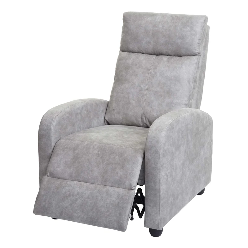 Fauteuil TV de relaxation fonction inclinable réglable en tissu vintage gris clair 04_0006879