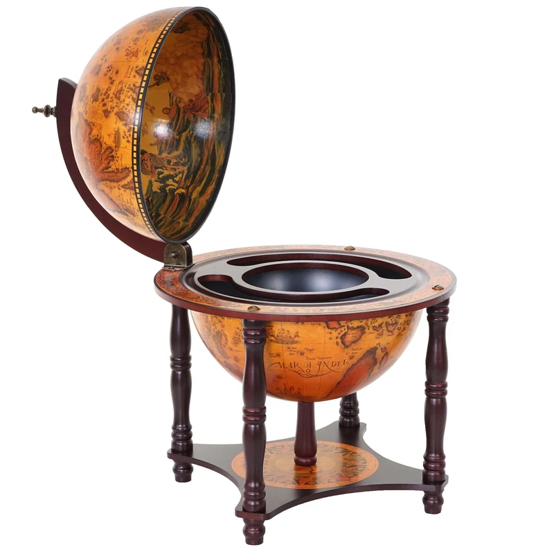 Minibar casier à vin globe terrestre bar globe diamètre 33 cm bois d'eucalyptus 04_0006977