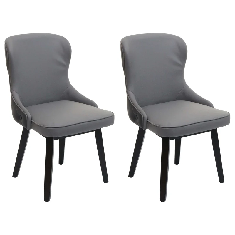 Lot de 2 chaises de salle à manger coutures décoratives au dos asssie en tissu gris foncé-gris clair 04_0007384