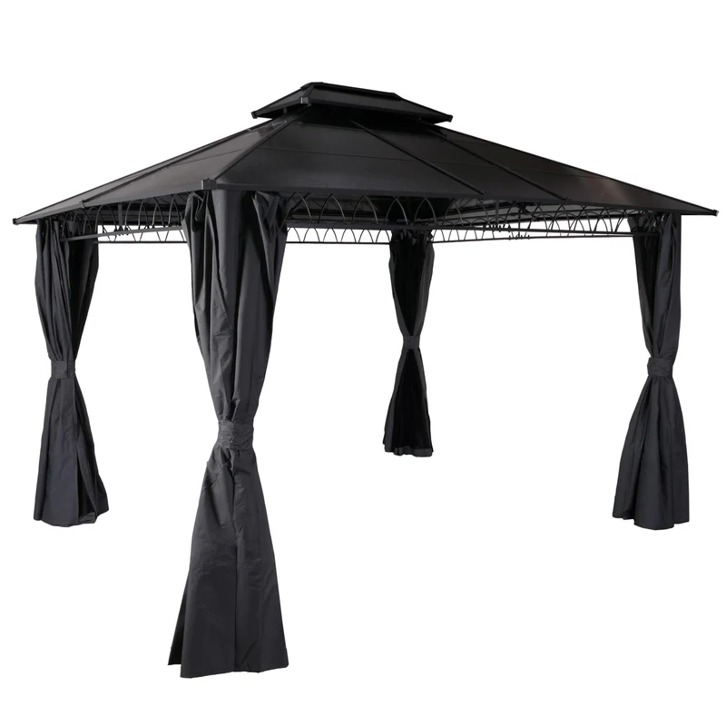 1x pergola avec toit et 4x parois latérales + moustiquaire 3,6 x 3m gris 04_0008139