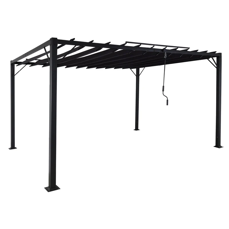 Pergola pavillon de jardin à lattes auvent de terrasse 8 cm cadre en aluminium tissu/textile 3 x 4m anthracite 04_0008119