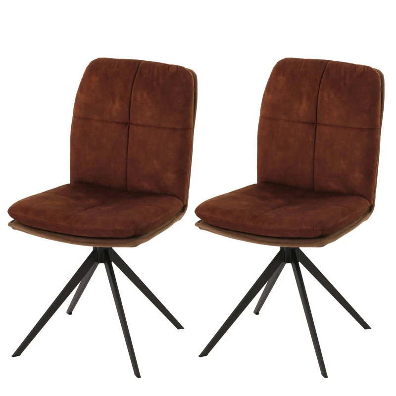 Lot de 2 chaises de salle à manger pivote à 180° cadre trépied en métal assise en tissu marron 04_0007399