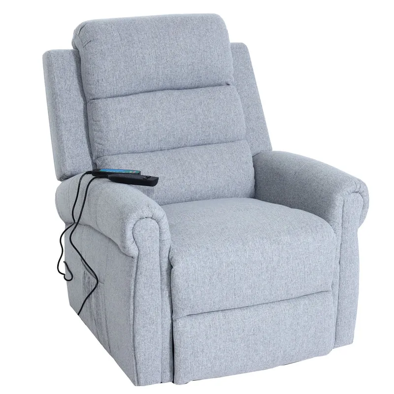 Fauteuil TV de relaxation fonction inclinable fonction massage et chauffage en tissu gris clair 04_0006892
