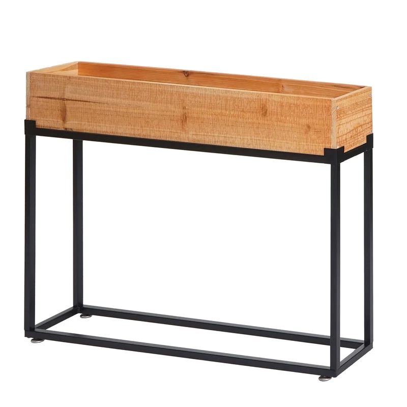 Potager surélevé bac à plantes bac à fleurs hauteur 62 cm en bois de sapin et acier 62x80x16 cm 04_0008182