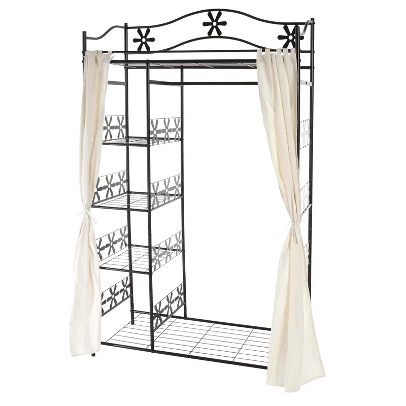 Porte-manteau en métal étagère en métal 172 x 100 x 43 cm avec rideau 04_0008167