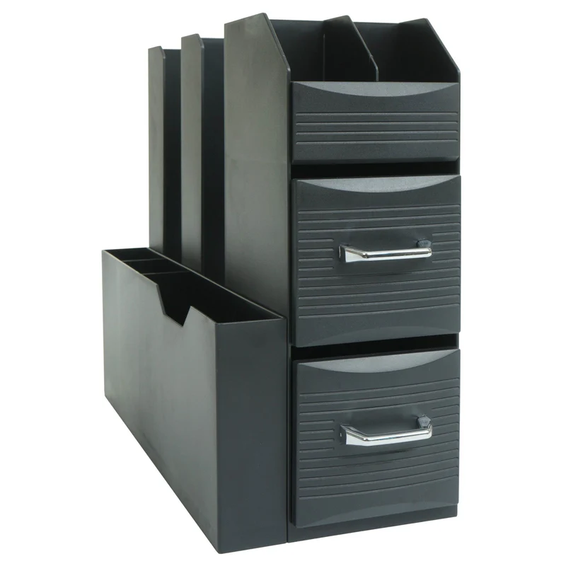 Organisateur de bureau porte-stylo boîte de rangement avec 2 tiroirs et 7 compartiments 29 x 14 x 33 cm 04_0007893
