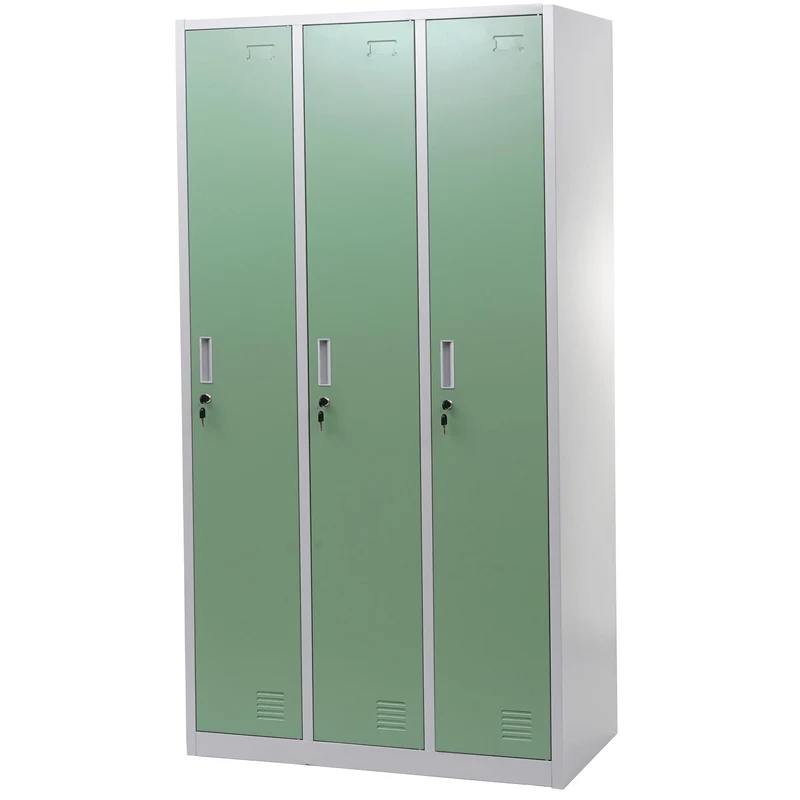 Casier avec 3 compartiments avec serrure tôle d'acier laminé vert 180x90x50 cm 04_0007274