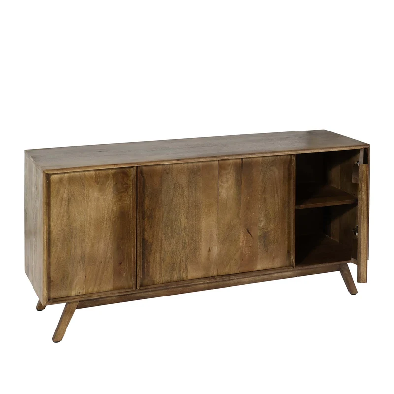 Buffet avec 4 compartiments et 4 étagères en bois de manguier 72x146x43 cm 04_0005991