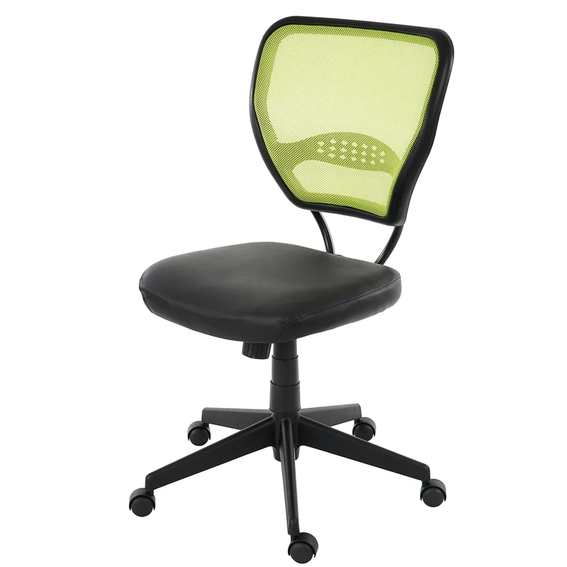 Chaise de bureau pivotante capacité de charge de 150 kg en synthétique vert sans accoudoirs 04_0001911