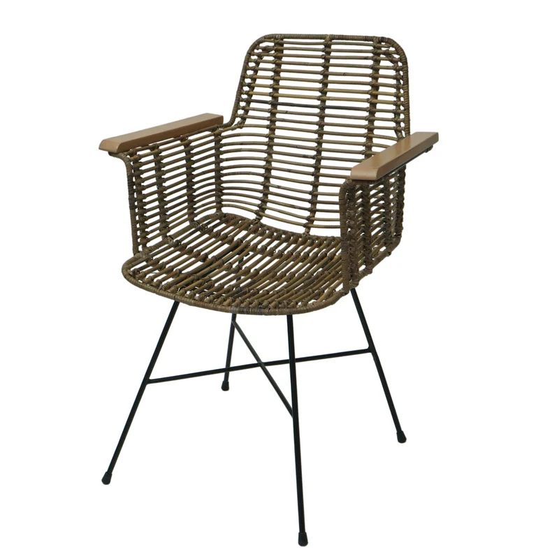 Chaise de salle à manger avec accoudoirs en rotin kubu bois et métal 04_0006347