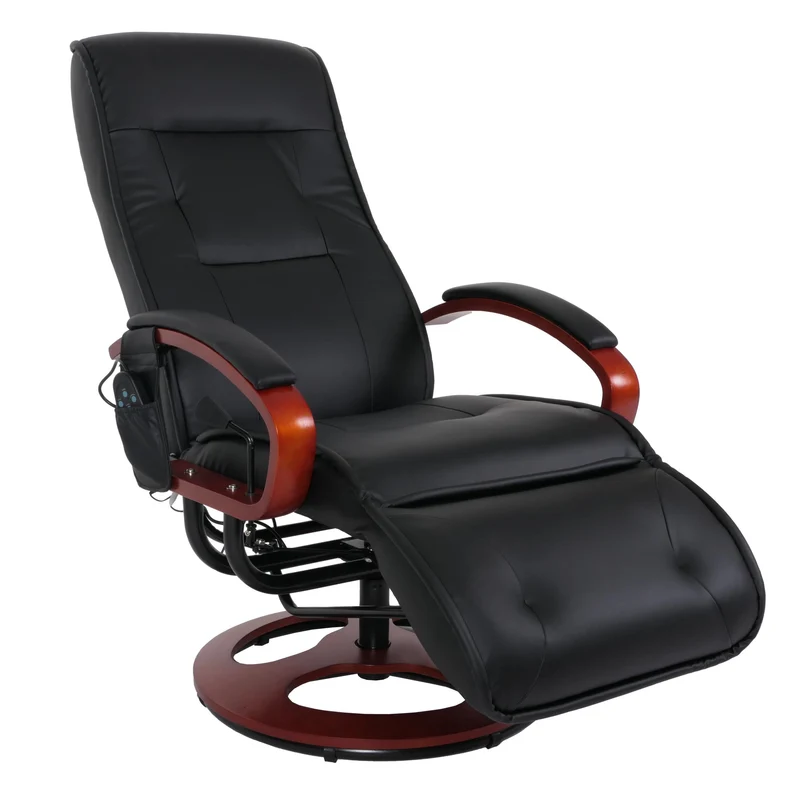 Fauteuil de relaxation fonction de massage 9 programmes 5 niveaux d'intensité en cuir noir 04_0006381