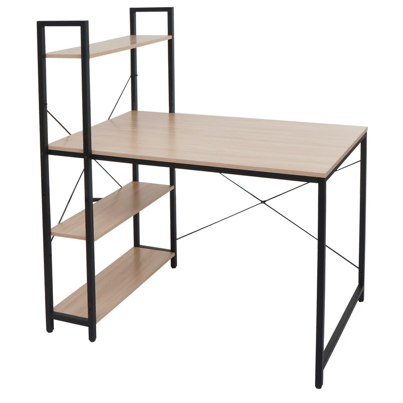 Bureau avec étagère table pour ordinateur 100 x 60 cm MDF et métal 04_0006013