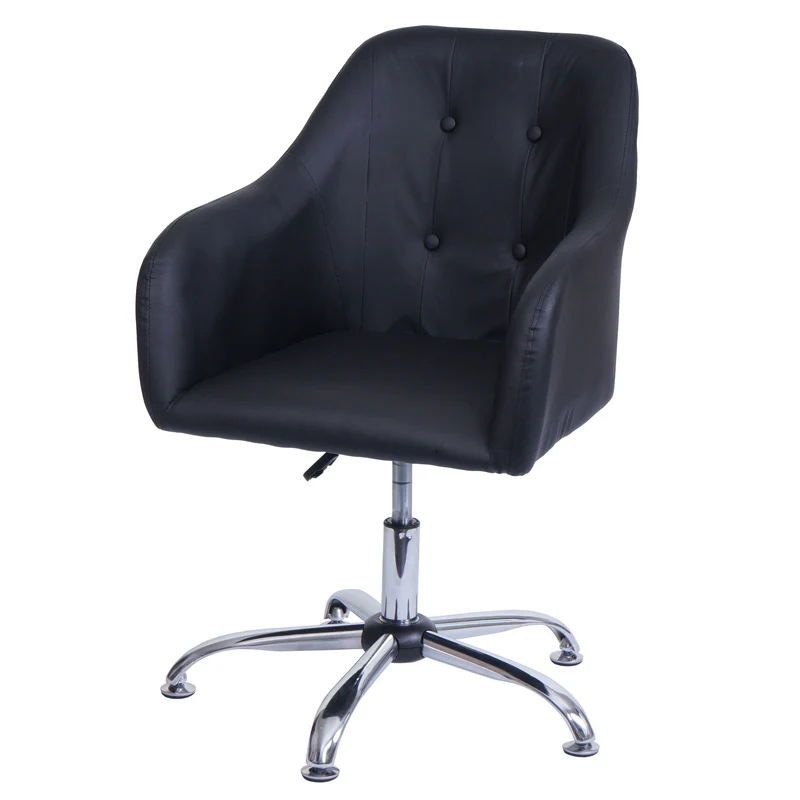 Chaise de salle à manger fauteuil de bureau avec accoudoir siège rotatif réglable en hauteur métal et PVC noir 04_0006344