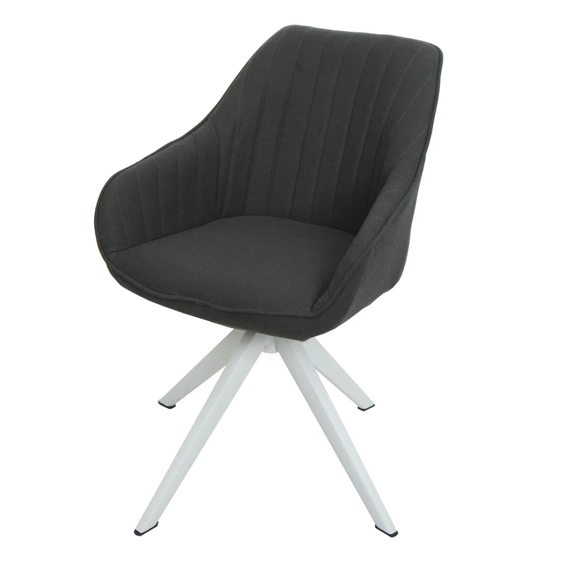 Chaise de salle à manger x1 avec accoudoir pivotante tissu/textile gris foncé 04_0006322