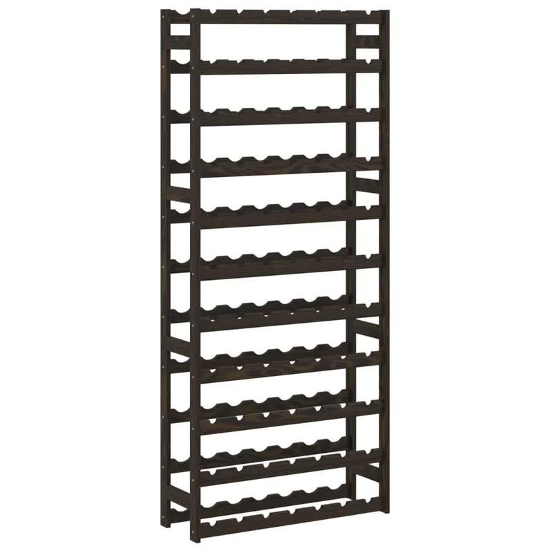 Casier range bouteilles étagère de rangement vin pour 77 bouteilles en bois pin solide noir DEC024344