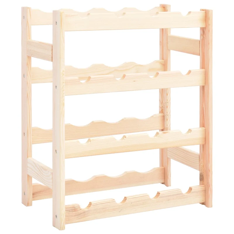 Casier range bouteilles étagère de rangement vin pour 16 bouteilles en bois de pin clair DEC024301