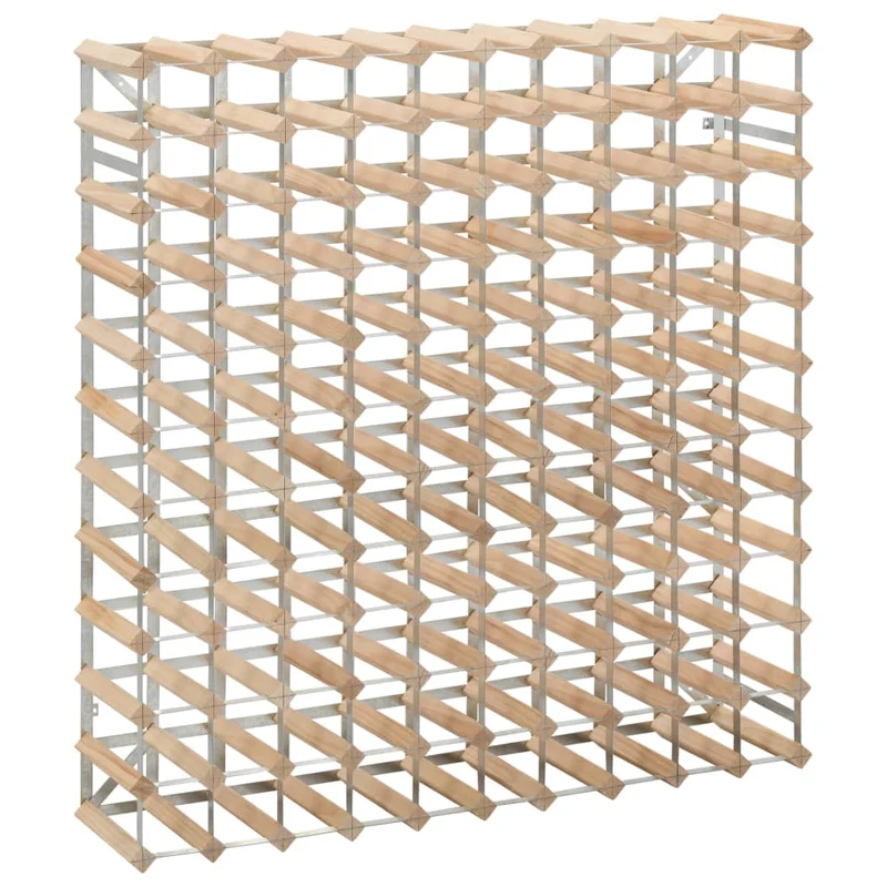 Casier range bouteilles étagère de rangement vin 120 bouteilles en bois de pin et acier DEC024264