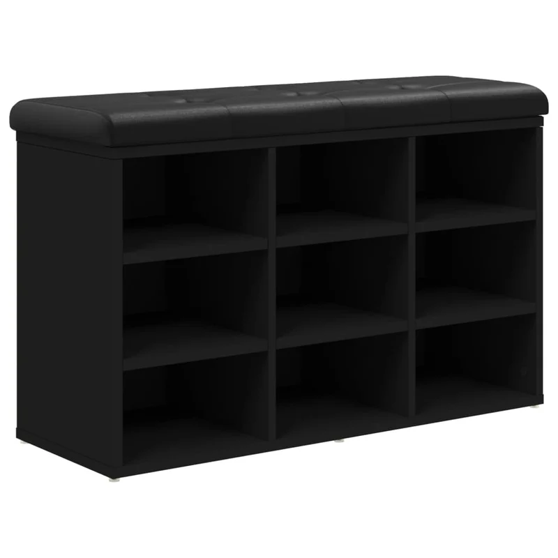 Banc de rangement à chaussures 82 x 32 x 50 cm bois d'ingénierie noir DEC024926