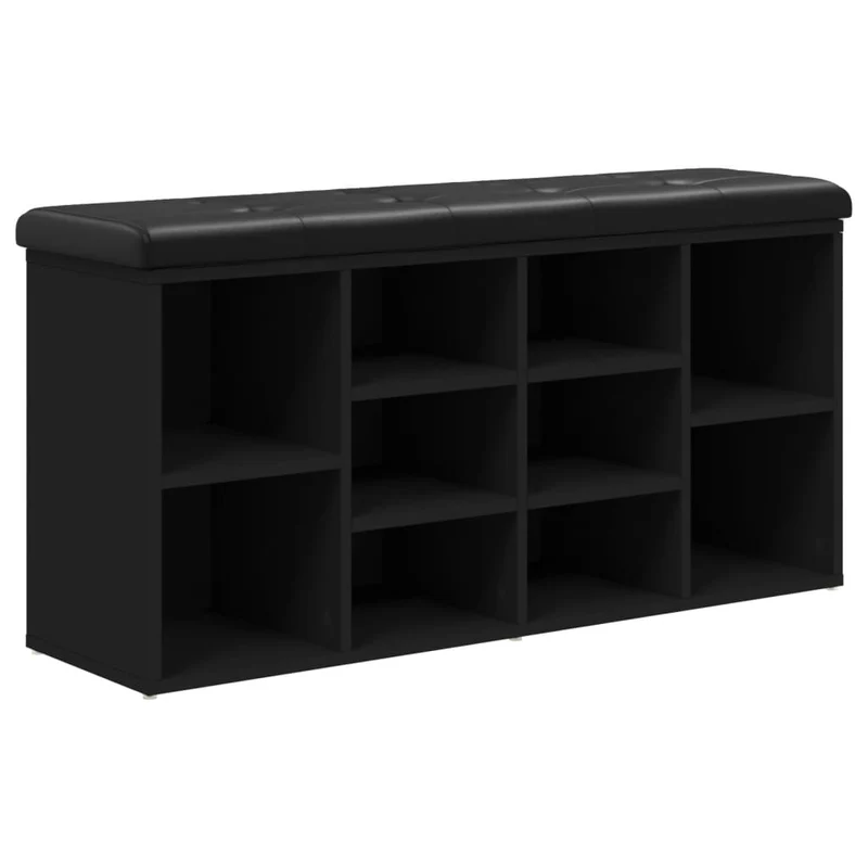 Banc de rangement à chaussures noir 102 x 32 x 50 cm bois d'ingénierie noir DEC024911