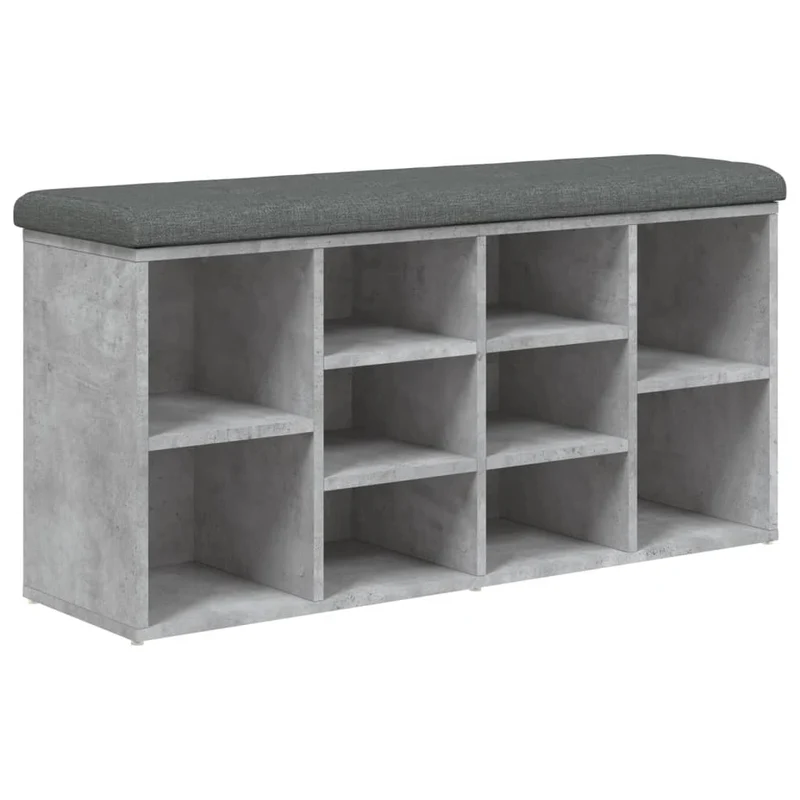 Banc de rangement à chaussures couleur gris béton 102 x 32 x 50 cm bois d'ingénierie DEC024901