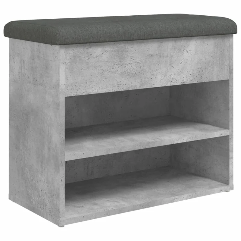 Banc de rangement à chaussures gris béton 62 x 32 x 50 cm bois d'ingénierie gris DEC024904