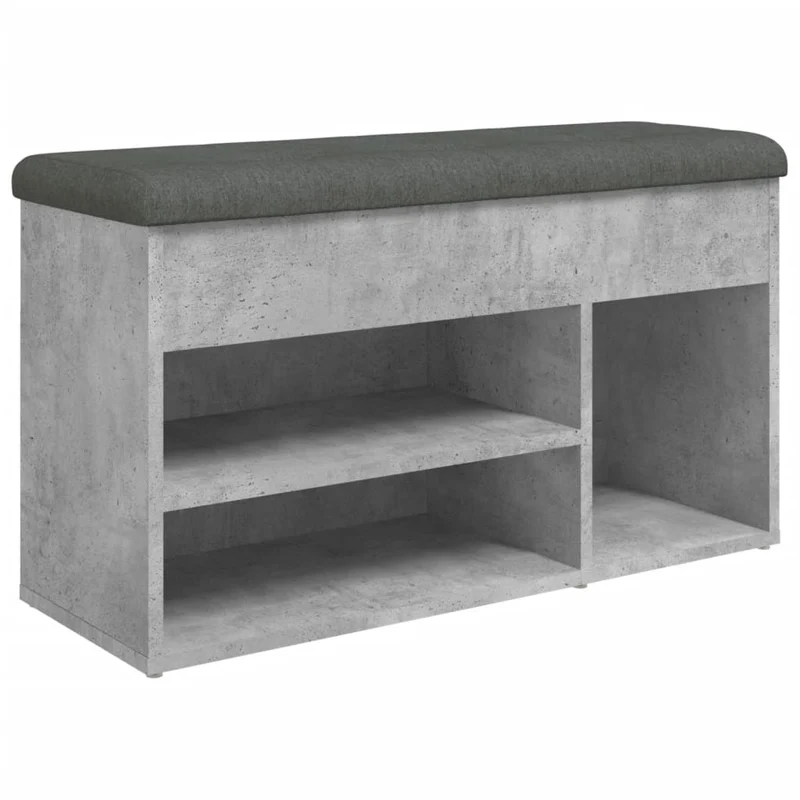 Banc de rangement à chaussures gris béton 82 x 32 x 45,5 cm bois d'ingénierie gris DEC024905