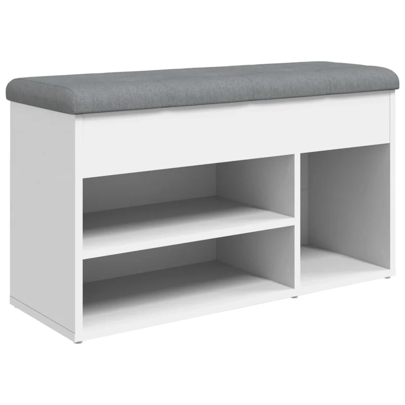 Banc de rangement à chaussures blanc 82 x 32 x 45,5 cm bois d'ingénierie blanc DEC024831