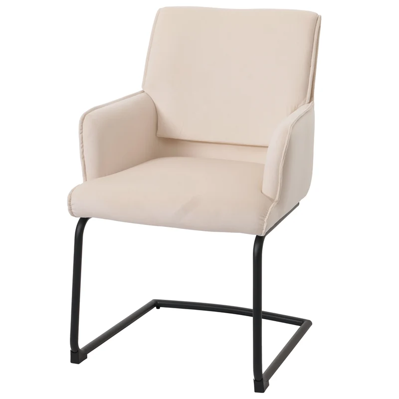 Chaise de salle à manger x1 design moderne en tissu crème-beige cadre en fer 04_0006300