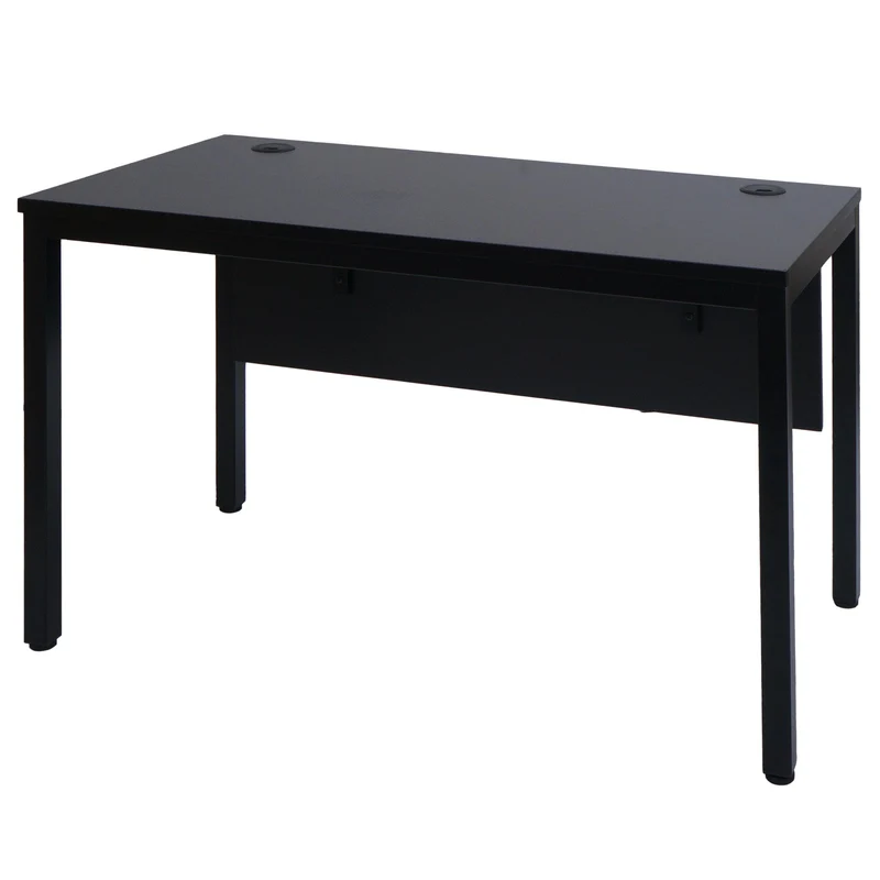 Bureau table d'ordinateur avec deux canaux de câbles réglables 120x60 cm MDF noir 04_0006051