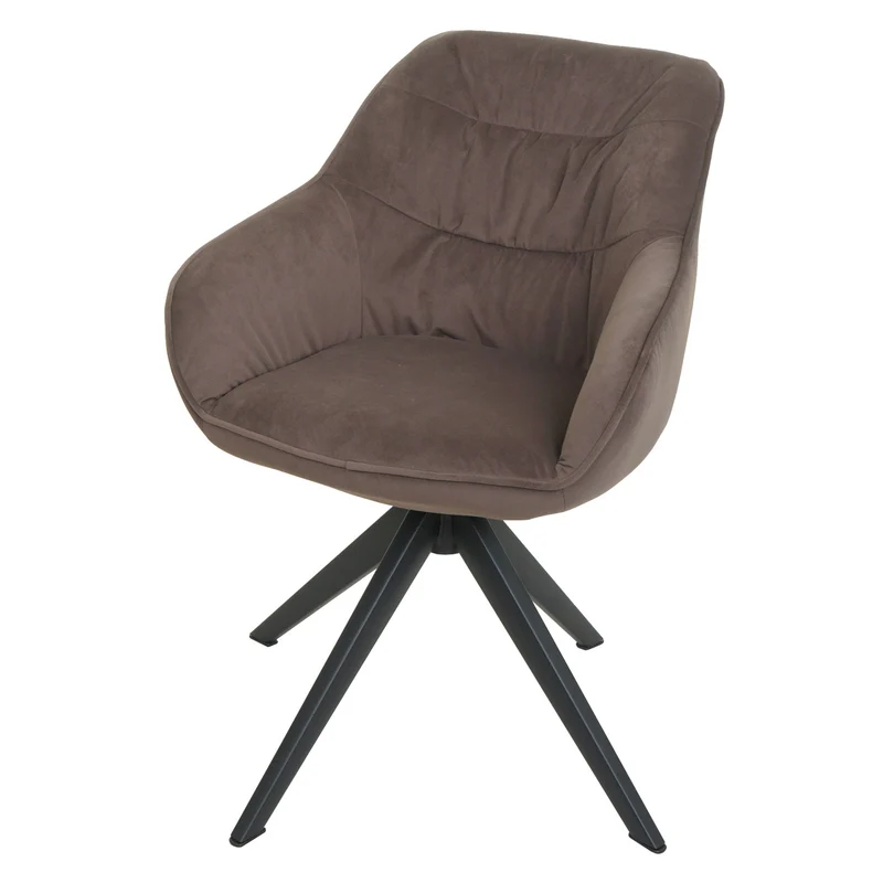 Chaise de salle à manger rembourrée avec accoudoir rotatif en métal tissu/textile marron 04_0006328