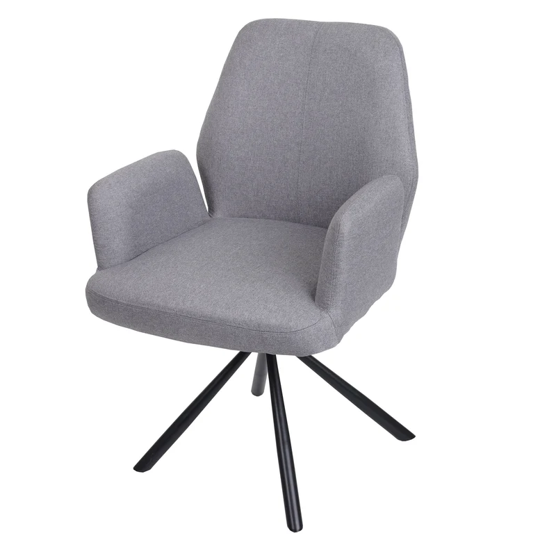 Chaise de salle à manger fauteuil pivotant avec accoudoirs en tissu/textile gris clair 04_0006313