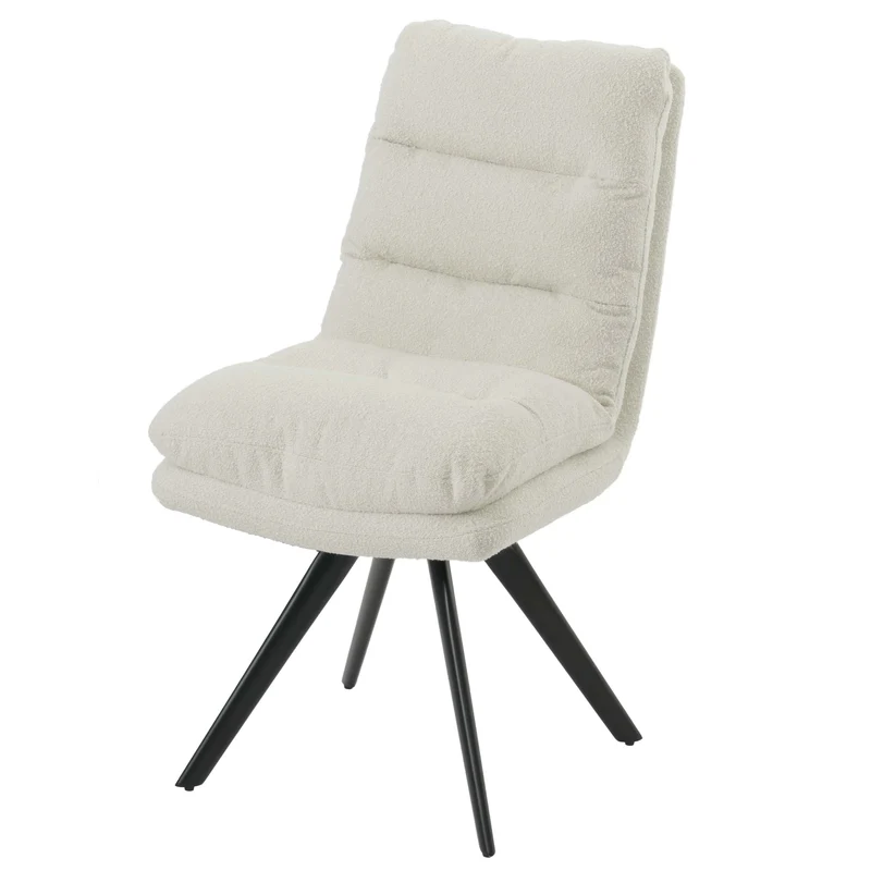 Chaise de salle à manger chaise de cuisine pivotante position automatique tissu/textile bouclé blanc crème 04_0006284