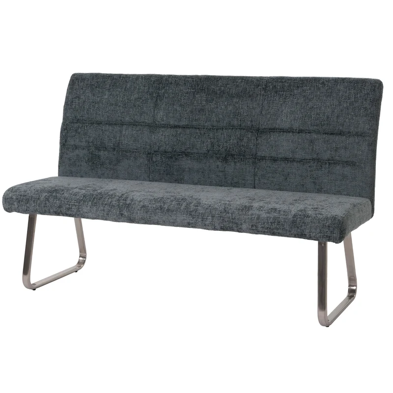 Banc canapé de salle à manger en tissu chenille bleu-vert 180 cm et acier inoxydable brossé 04_0005818