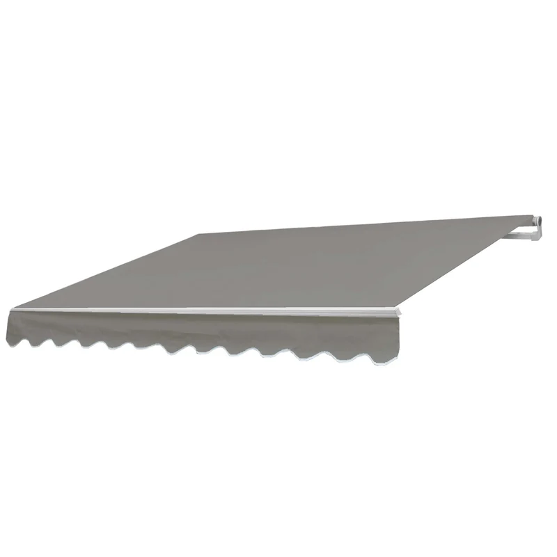 Store bannes auvent en aluminium avec manivelle protection solaire 4 x 3m polyester gris-marron 04_0005772