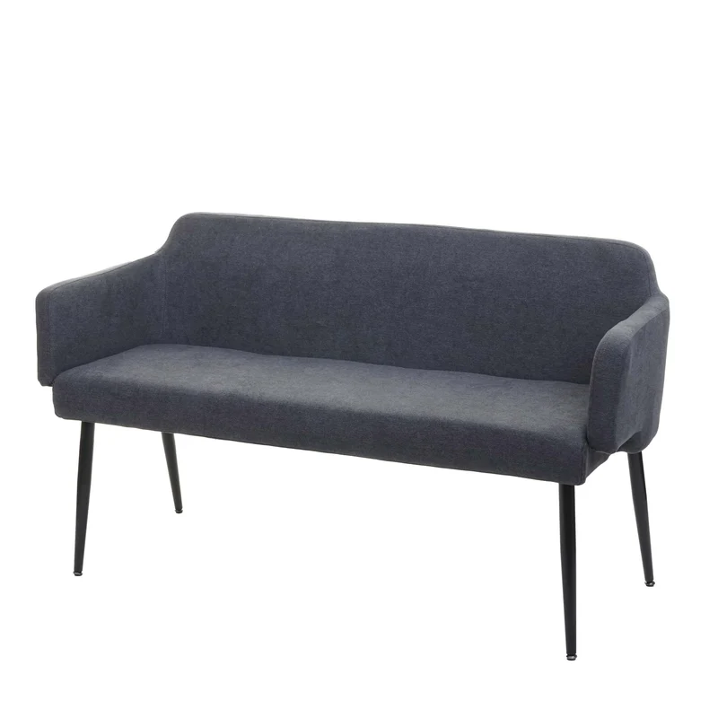 Banc de salle à manger banquette rembourrée avec dossier accoudoir en tissu anthracite 133 cm 04_0005867