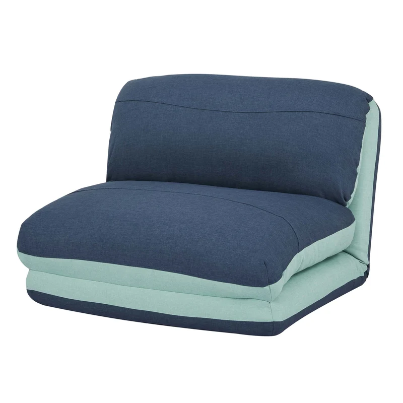 Matelas fauteuil-lit pliant fauteuil de relaxation dossier réglable tissu bleu clair - bleu foncé 04_0003096