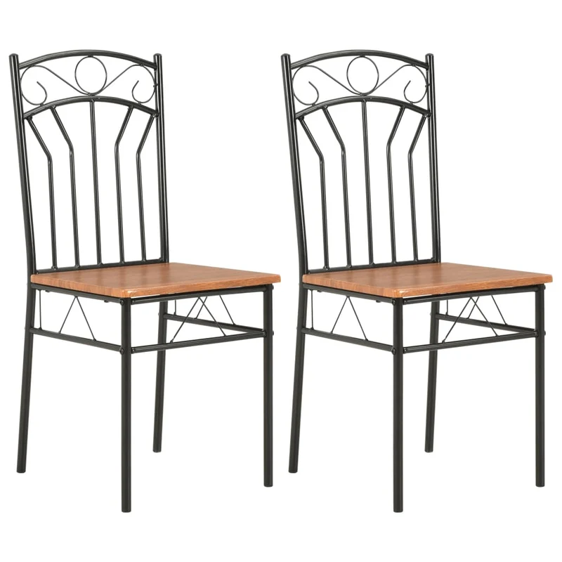 Lot de 2 chaises de salle à manger cuisine design classique marron MDF CDS020701
