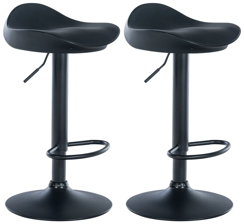 Lot de 2 tabourets de bar synthétique et plastique noir assise ergnomique TDB10600