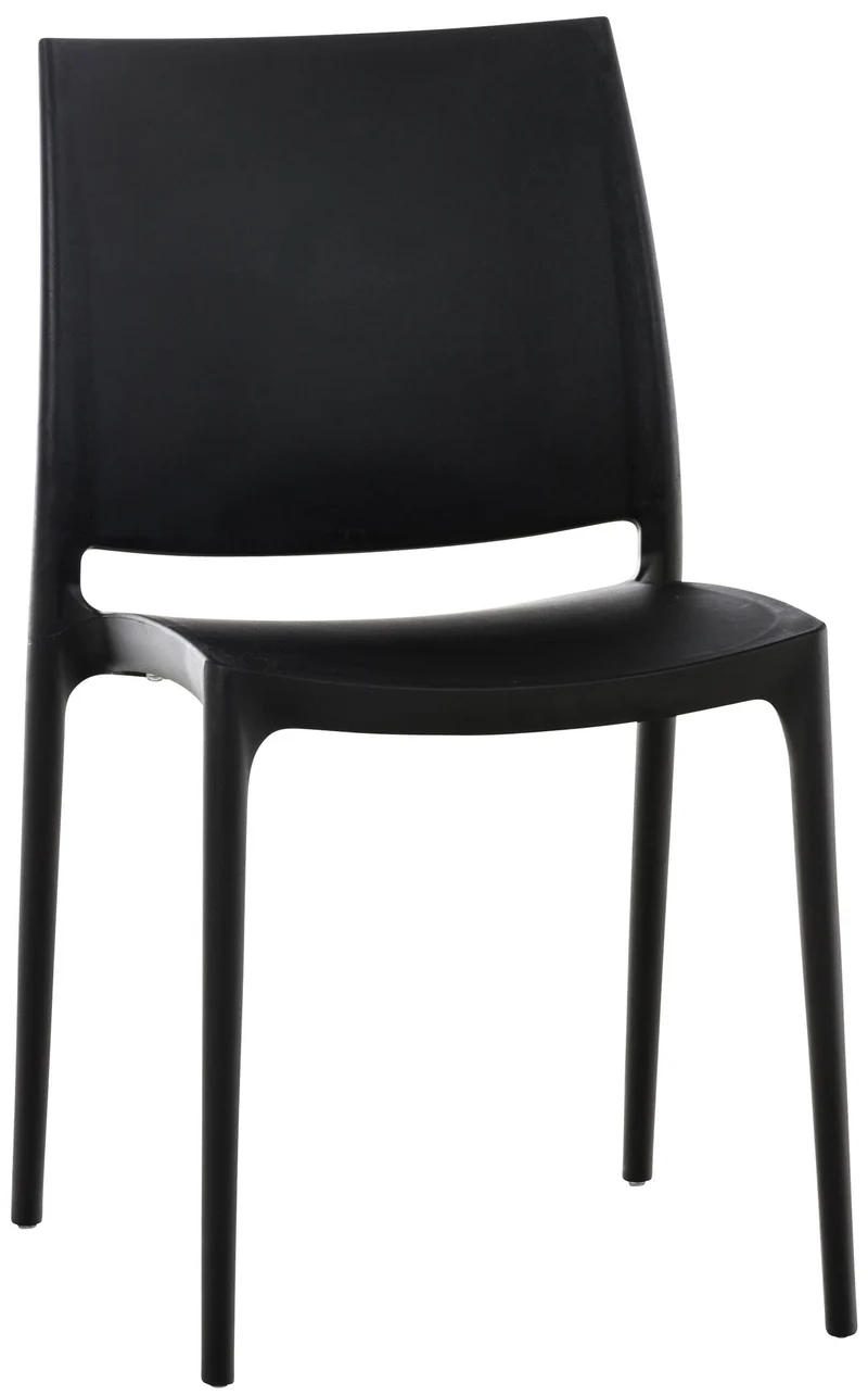 Chaise de jardin en plastique noir design simple empilable 10_0000013