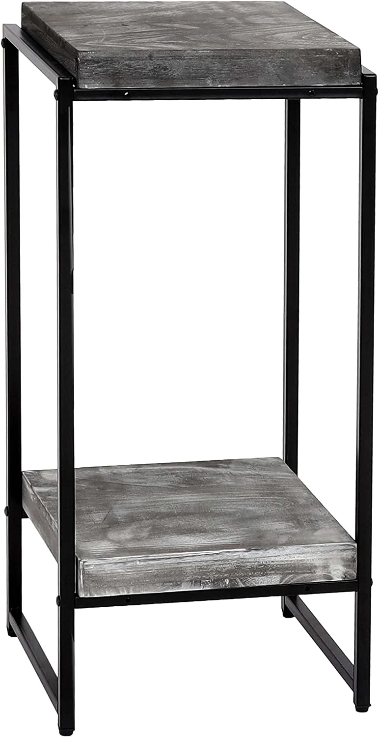 Table support de plantes étagère à fleurs table d'appoint en métal MDF gris foncé 82cm MED04071